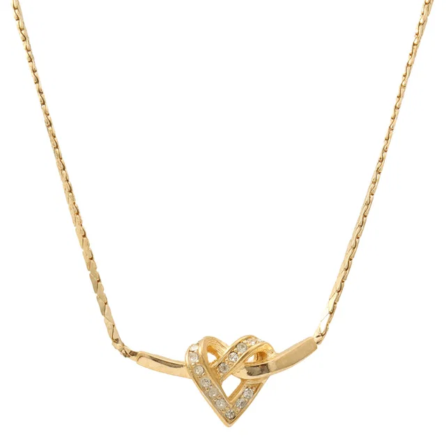 Dior Rhinestone Heart Necklace, Gold in Gold from VINTAGE QOO TOKYO