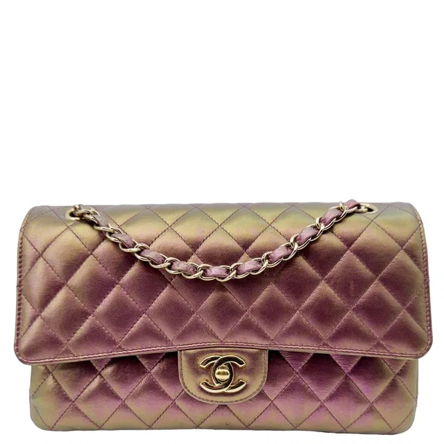 Chanel Classic Double Flap Medium Quilted Iridescent Leather Shoulder Bag Multicolor in Multicolor Leather from Dallas Designer Handbags