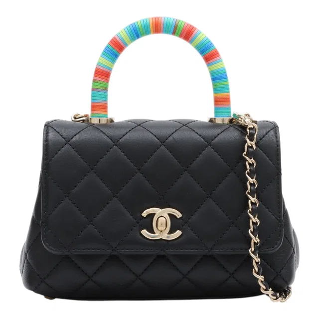 Chanel 2020 CC Turnlock 2-way bag, black/multi in Black Leather from VINTAGE QOO TOKYO