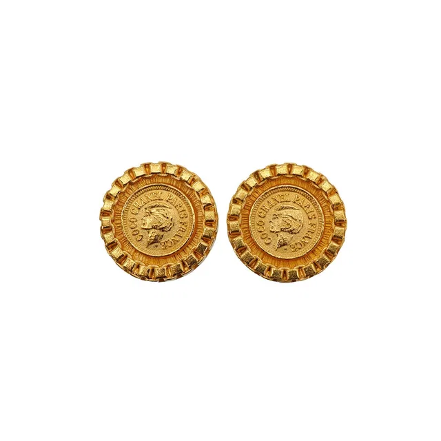Chanel Vintage Earrings Coin Motif Round Accessory 95A from Luxury Promise
