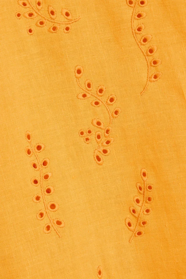 Chloé x Eres Patricia Broderie Anglaise Linen Shirt in Saffron, photo 4 of 4 from THE OUTNET