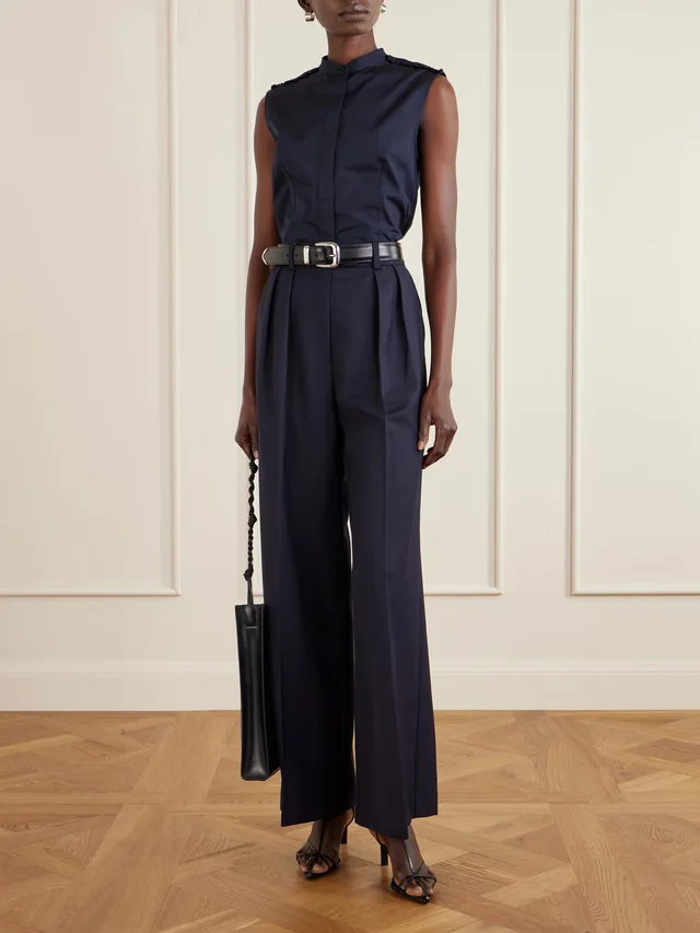 JIL SANDER Ruffled cotton-poplin top in Blue, photo 2 of 2 from NET-A-PORTER (Canada)