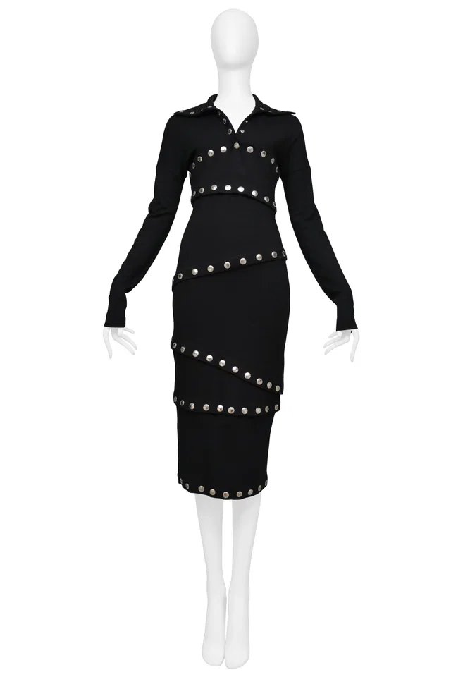 Dolce & Gabbana Black Knit Dress With Snaps 2003 in Black from Resurrection Vintage