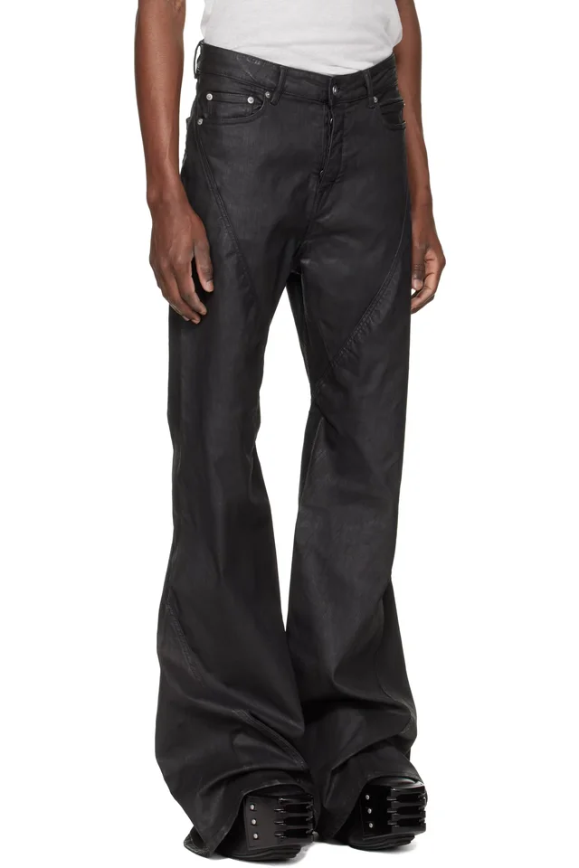 Rick Owens DRKSHDW Black Temple Bias Bootcut Jeans, photo 2 of 4 from SSENSE