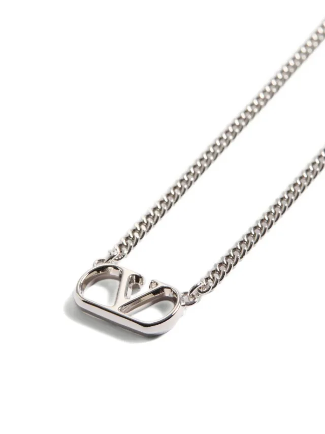 Valentino Garavani Vlogo Signature Cable-Link Necklace — Silver Necklaces in Silver from HEWI, photo 4 of 5