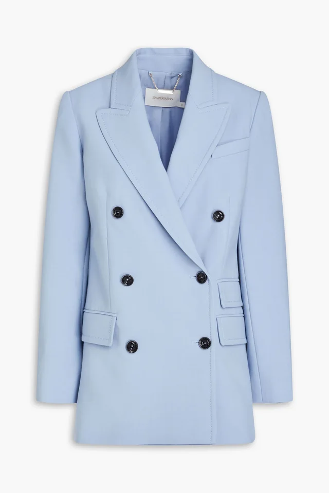 Zimmermann Double-Breasted Crepe Blazer in Blue from THE OUTNET, photo 1 of 1