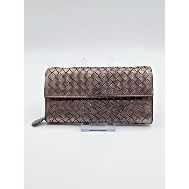 Bottega Veneta Intrecciato Metallic Silver Leather Zip Around Wallet Italy Auth in silver|gray Woven leather from Poshmark, photo 1 of 1