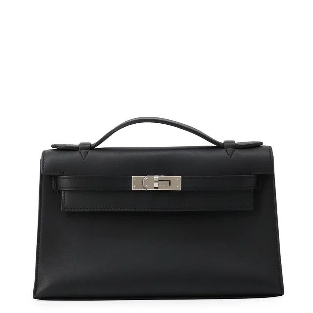 Hermès PochetteKelly Black Swift Leather in Black Swift leather from GALLERY RARE