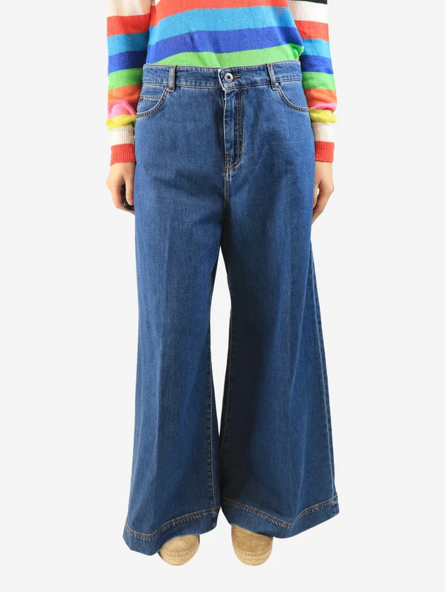 Max Mara Blue wide-leg jeans - size UK 14 in Blue from Sign of the Times