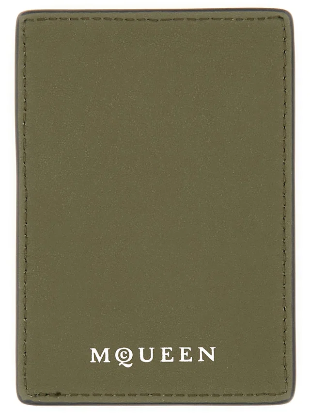 Alexander McQueen Skull Magnetic Card Case — Brown Main: Calf Skin Wallets & Purses in Brown from HEWI