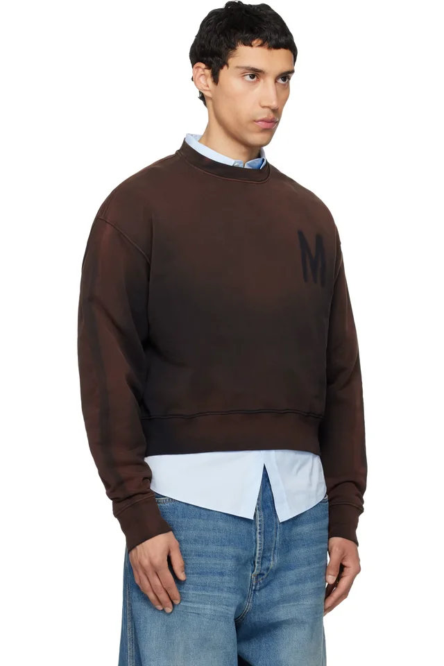 Moschino Brown 'M' Logo Sweatshirt, photo 2 of 4 from SSENSE