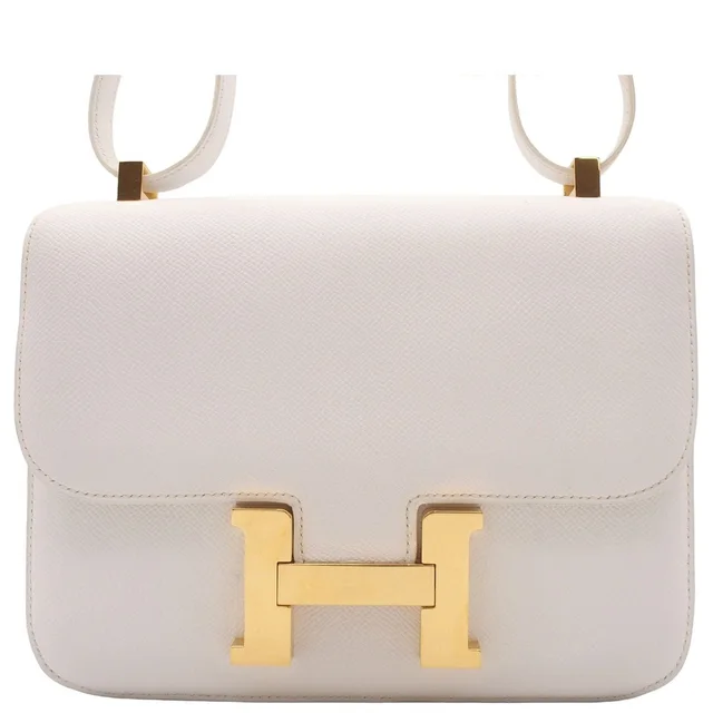 Hermès Constance 24 White Gold Epsom Shoulder Bag in White Epsom leather from The Reluxe