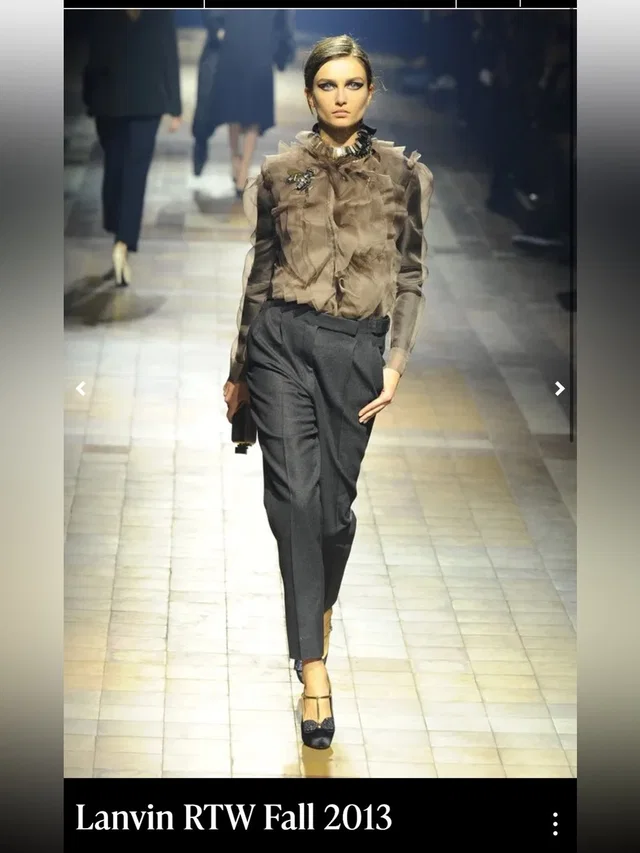 Lanvin Runway Sheer Brown Silk Ruffle Blouse in brown|red Silk from Poshmark