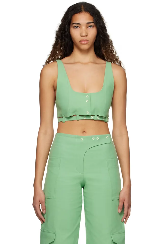 GANNI Green Suiting Tank Top, image 1 of 1 from SSENSE