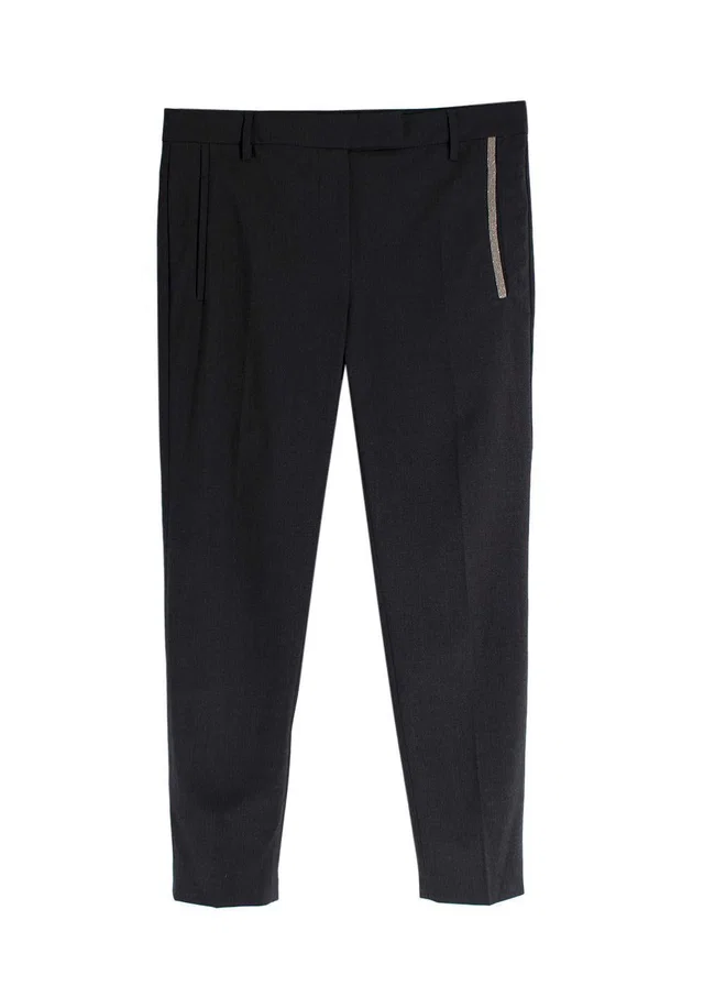 Brunello Cucinelli Charcoal Grey Trousers with Signature Embellishment in Grey from HEWI