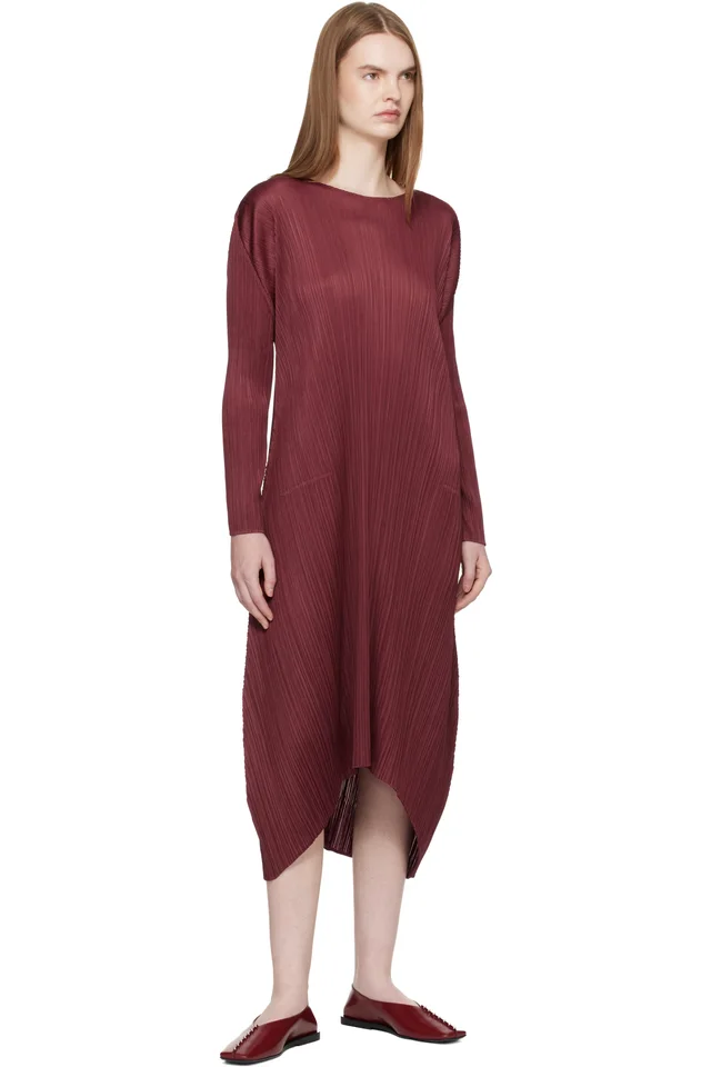 PLEATS PLEASE ISSEY MIYAKE Burgundy Monthly Colors October Midi Dress, photo 4 of 4 from SSENSE