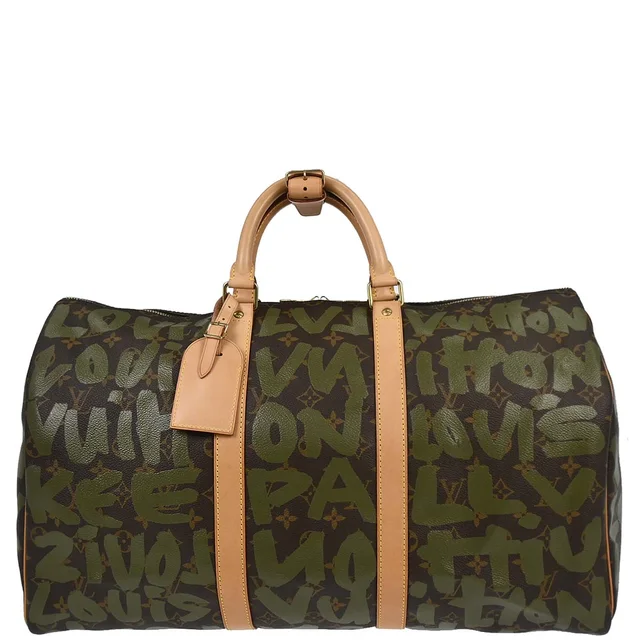 Louis Vuitton Khaki Monogram Graffiti Keepall 50 Duffle Bag M92196 in Green Canvas from AMORE Vintage Tokyo