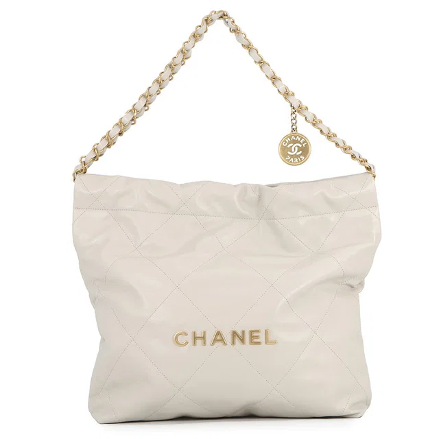 CHANEL 22 IvoryAS3260 Shiny Calf Leather Size Small in Calfskin from GALLERY RARE