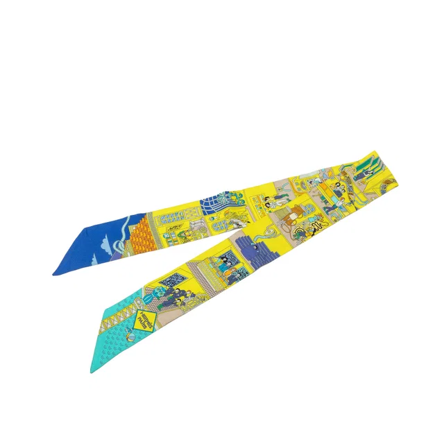 Yellow Hermès La Maison des Carres Twilly Silk Scarf Scarves in Yellow Silk from Designer Revival