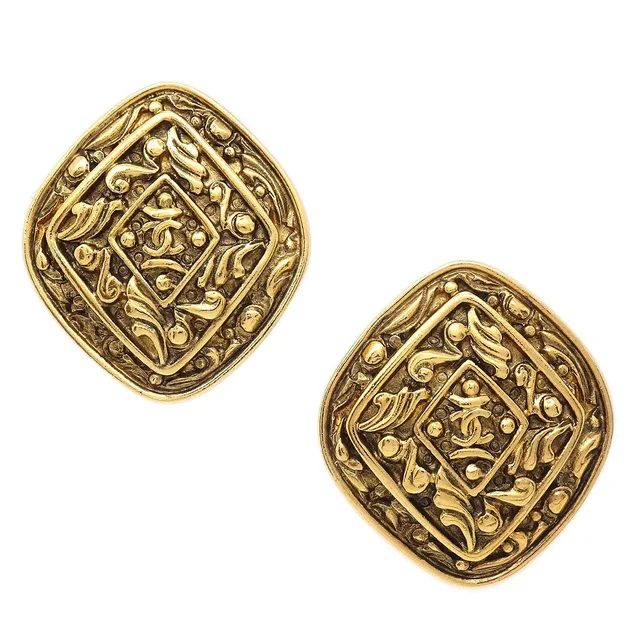 Chanel Earrings Clip-On Gold 2492 in Gold from AMORE Vintage Tokyo