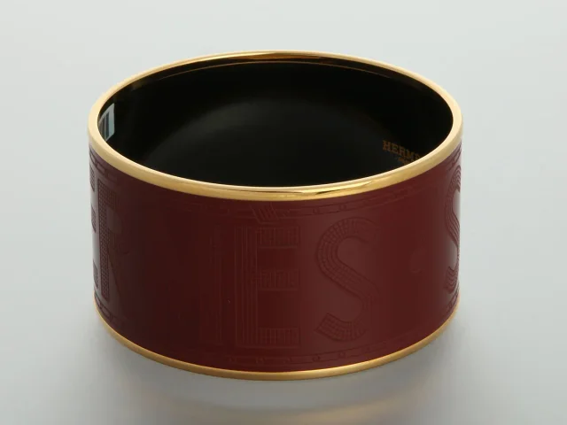 Hermès Extra Wide Burgundy Enamel Sellier Bangle in Burgundy from Ann's Fabulous Finds, photo 3 of 5