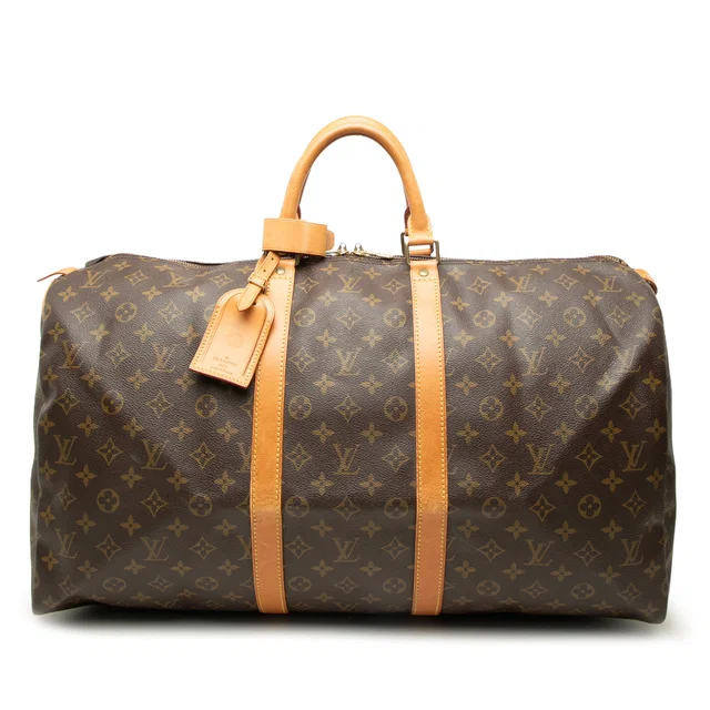 Brown Louis Vuitton Monogram Keepall 55 Travel Bag in Brown Coated canvas from Designer Revival
