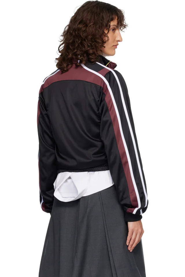 Martine Rose Black & Burgundy Shrunken Track Jacket, photo 3 of 4 from SSENSE