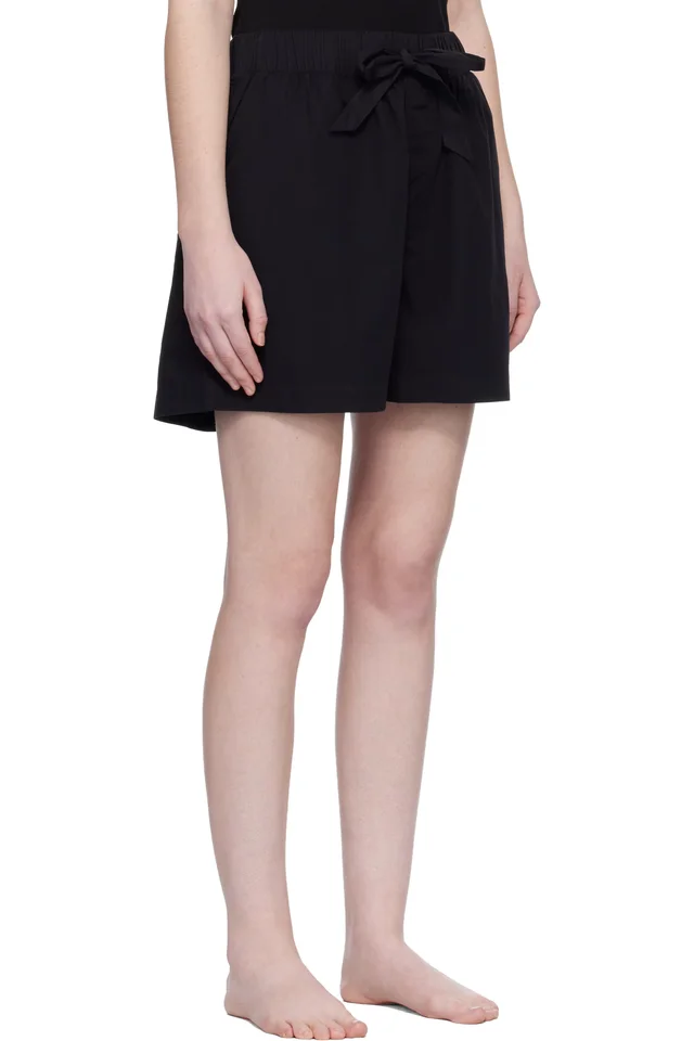 Tekla Black Poplin Pyjama Shorts, photo 2 of 4 from SSENSE