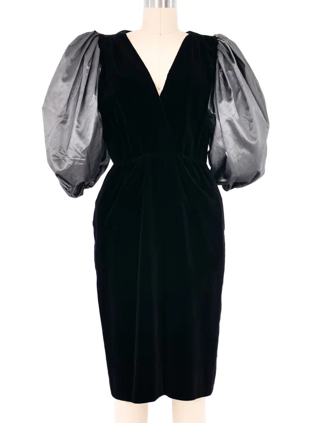 Valentino Garavani Velvet Taffeta Sleeve Cocktail Dress in Velvet from Arcade Vintage