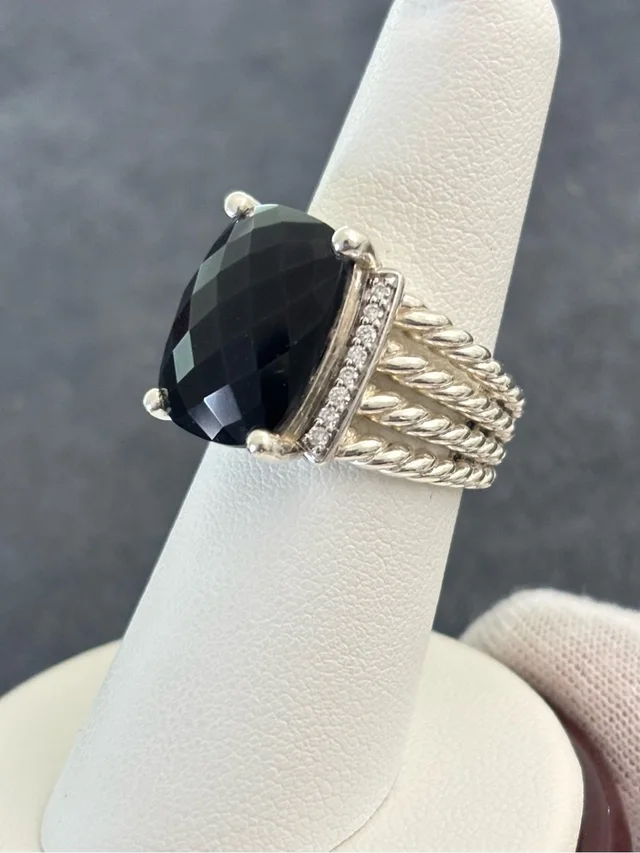 David Yurman Wheaton Ring With Black Onyx & Diamonds 6.5 in silver|black|gray from Poshmark