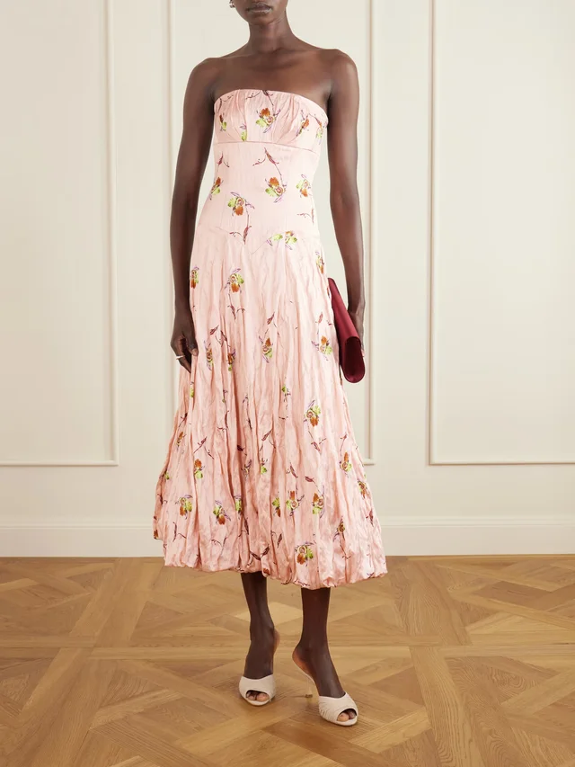 EMILIA WICKSTEAD Printed crinkle-satin midi dress in Pink, photo 2 of 2 from NET-A-PORTER (Canada)
