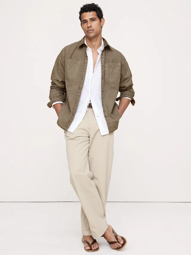 Banana Republic Archive Reissue Relaxed-Fit Cotton Poplin Shirt in Green from Banana Republic (Canada), photo 1 of 1
