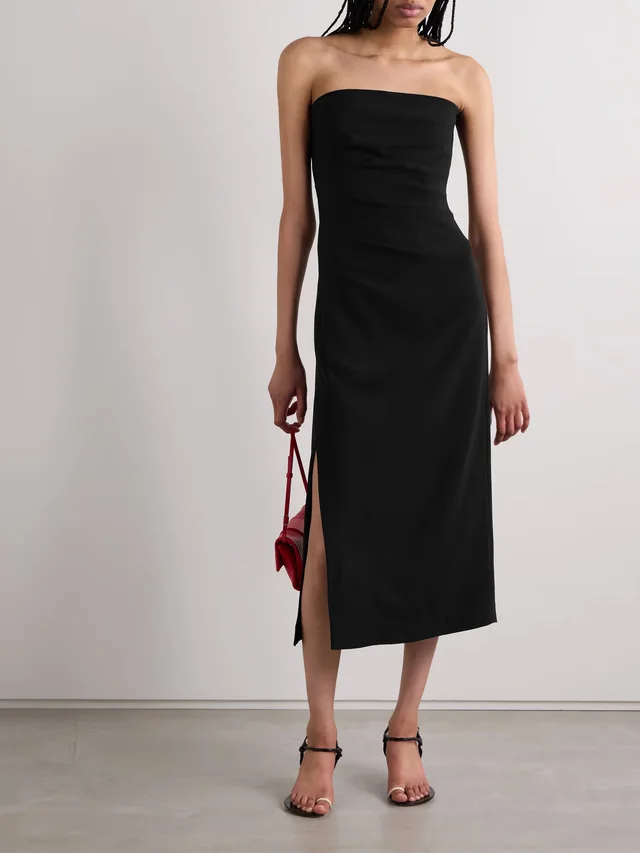 PROENZA SCHOULER Shira draped strapless crepe midi dress in Black, photo 2 of 2 from NET-A-PORTER (Canada)