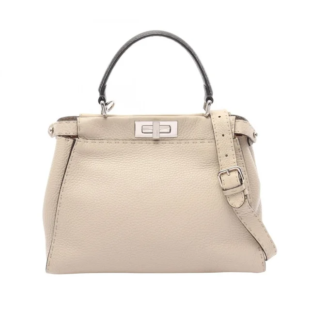 Fendi Peekaboo Regular 2-Way Handbag, Leather, Women's, Ivory/Gray, 8bn290 in gray Leather from Poshmark