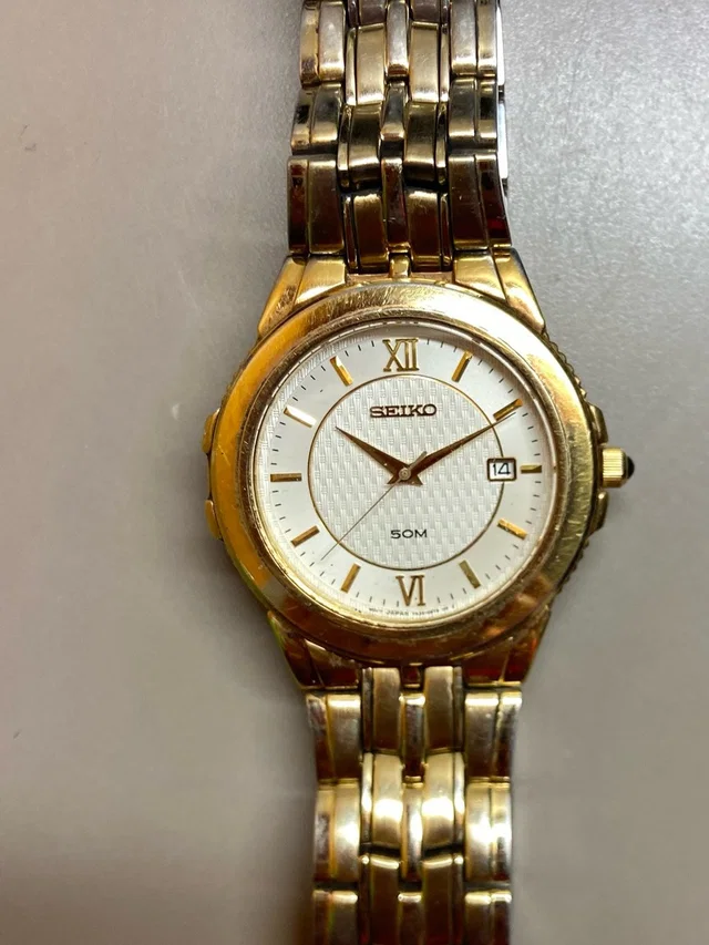 Seiko Gold Tone And White Dial Men's Dress Watch With Sapphire Crystal And Crown in white|gold from Poshmark