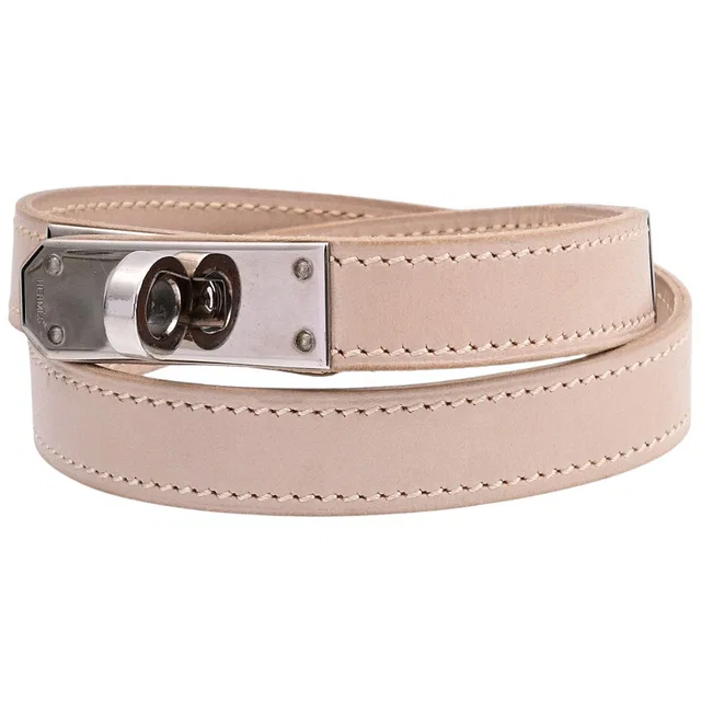 Hermès 2002 Kelly Double Tour bracelet in beige in Beige Swift leather from VINTAGE QOO TOKYO
