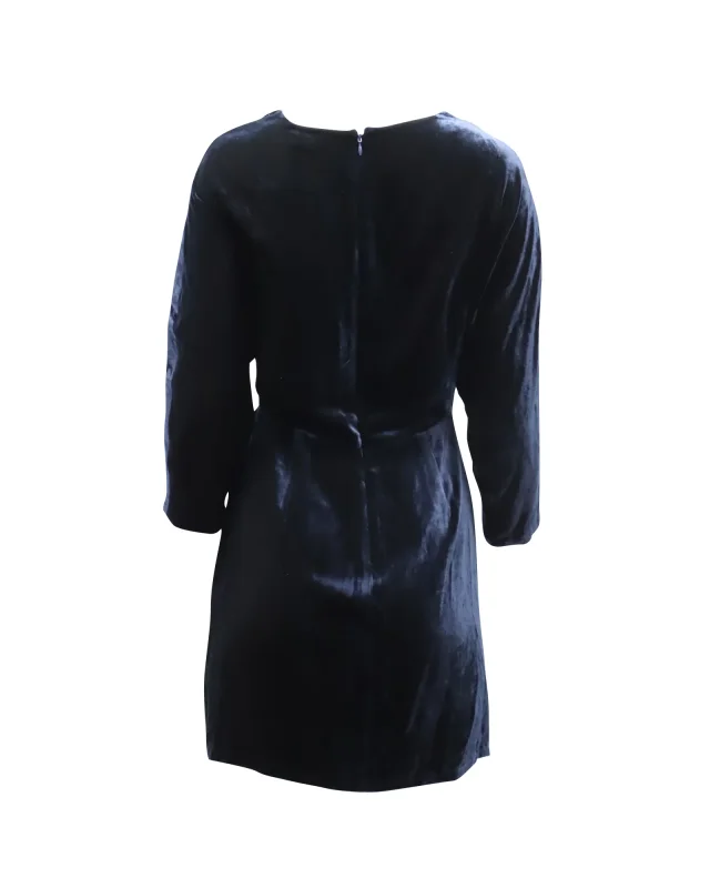 A.L.C. ALC Marin Velvet Dress in Navy Blue Viscose in Blue, photo 2 of 5 from ShopSimon