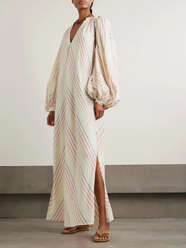 MARRAKSHI LIFE Touareg striped cotton maxi dress in White, photo 2 of 2 from NET-A-PORTER (Canada)