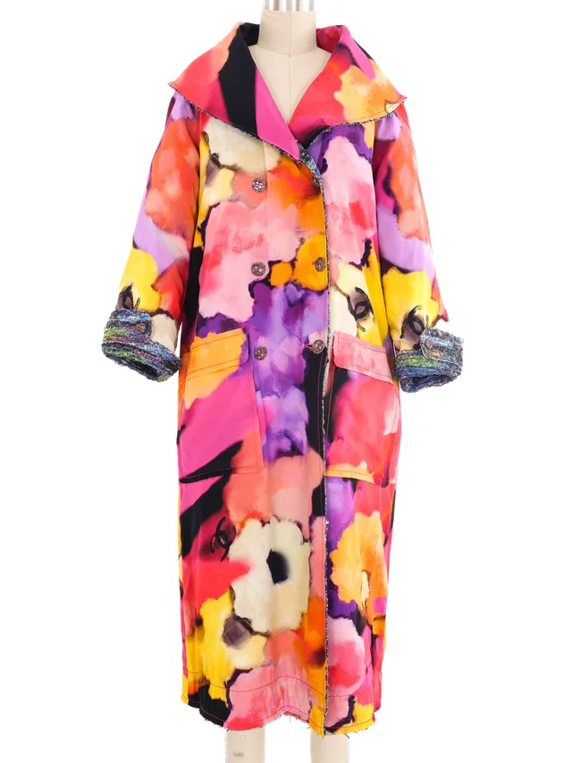 2015 Chanel Reversible Watercolor Trench Coat in Tweed from Arcade Vintage
