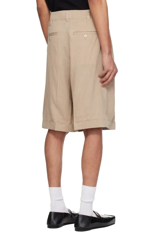 JACQUEMUS Beige 'The Pastro' Shorts, photo 3 of 4 from SSENSE