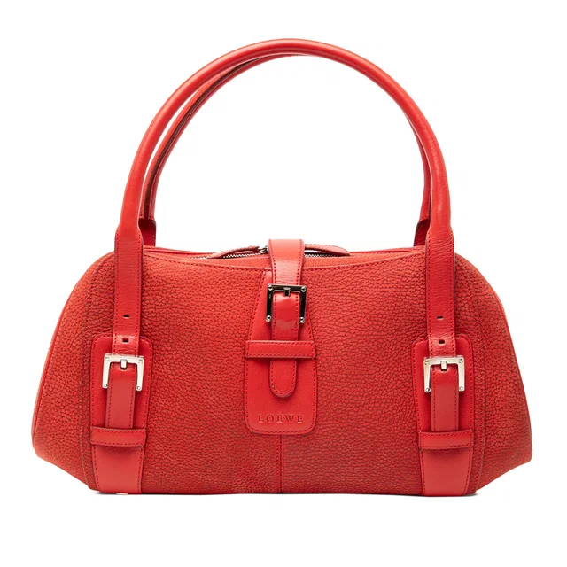 Red LOEWE Nubuck Senda Handbag in Red Suede from Designer Revival