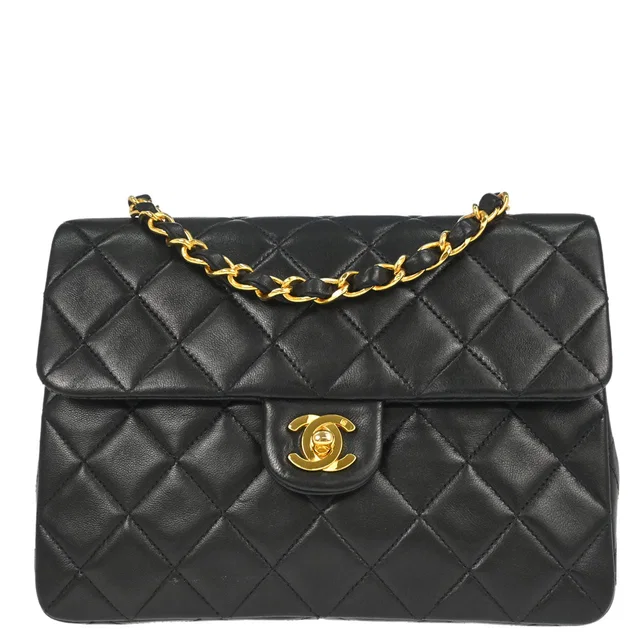 Chanel 1991-1994 Black Lambskin Classic Square Flap Shoulder Bag 20 in Black Lambskin from AMORE Vintage Tokyo