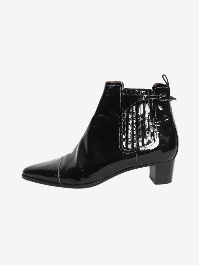 Hermès Black patent ankle boots - size EU 40 in Black Patent leather from Sign of the Times