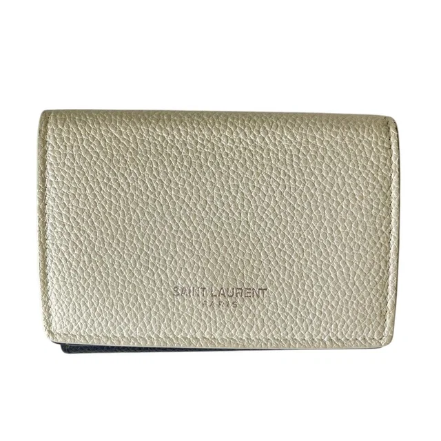 Saint Laurent Compact Tiny Wallet Bicolor White Black in Black Leather from The Reluxe