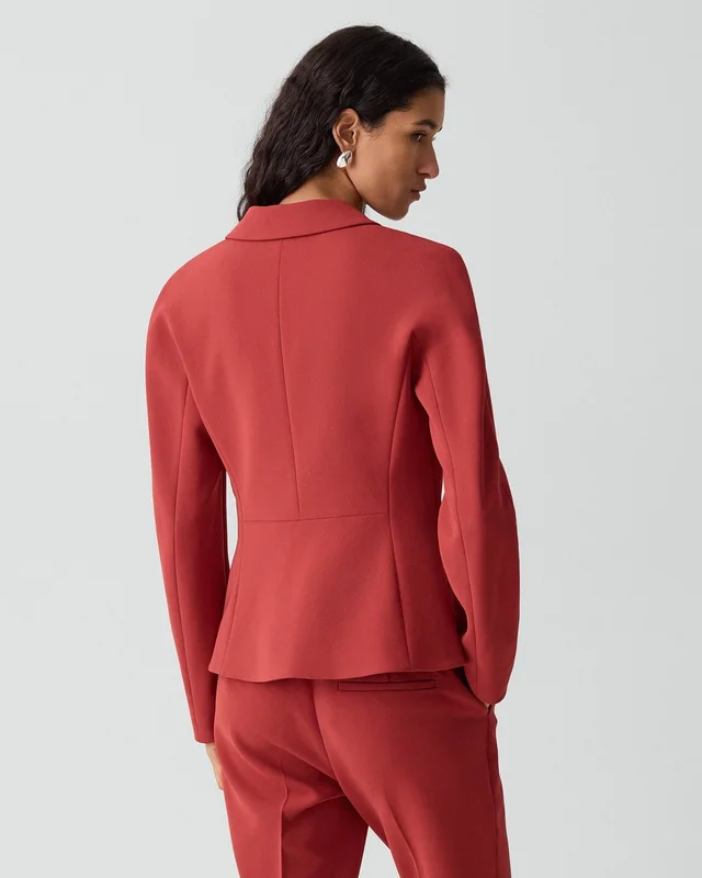 Theory Fitted Blazer in Admiral Crepe in CLARET, photo 10 of 12 from Theory