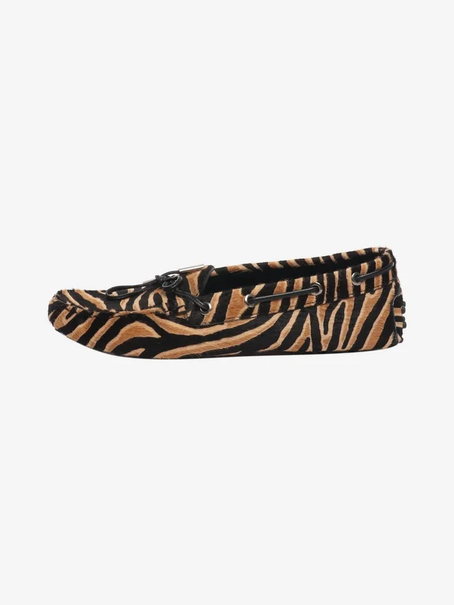 Tod's Brown Tiger Print Pony Hair Gommino Loafers - Eu 38.5 (Uk 5, Women's (Size 7) in red|brown from Grailed