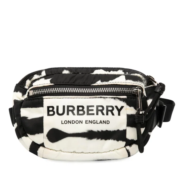 White Burberry Zebra Print Nylon Logo Cannon Belt Bag in White Nylon from Designer Revival, photo 1 of 1