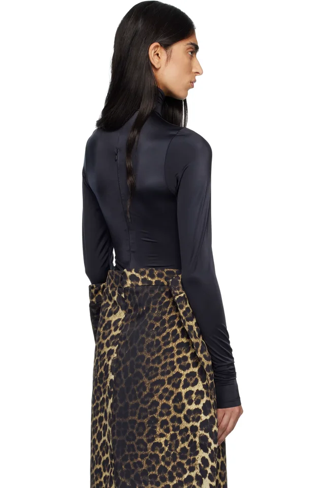 MARIE ADAM-LEENAERDT Black High Neck Body Zip Cover Top, photo 3 of 5 from SSENSE