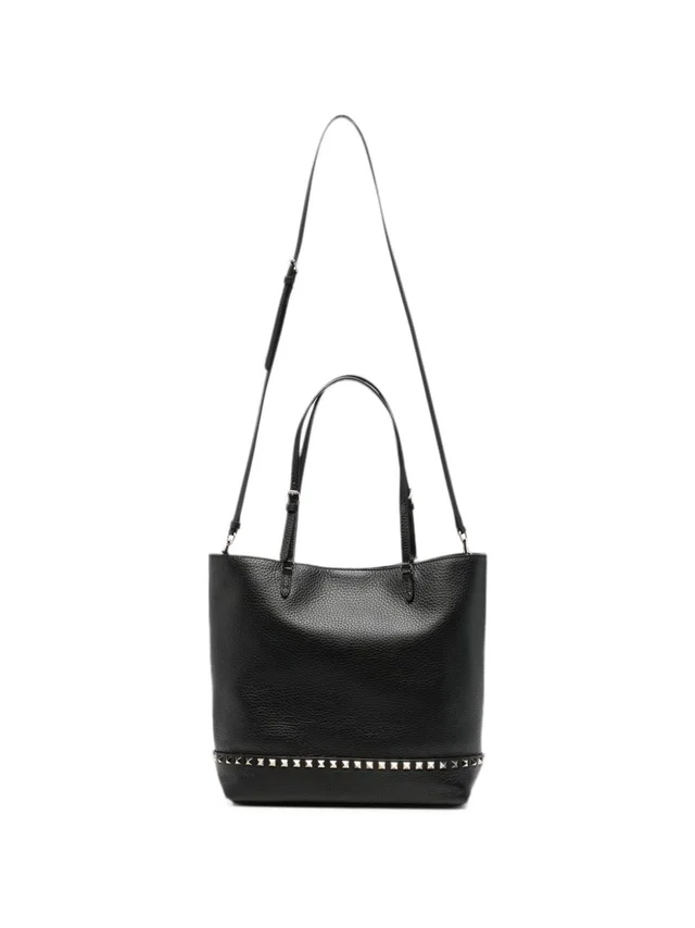 Valentino Garavani Rockstud Shoulder Bag — Black in Black Leather from HEWI
