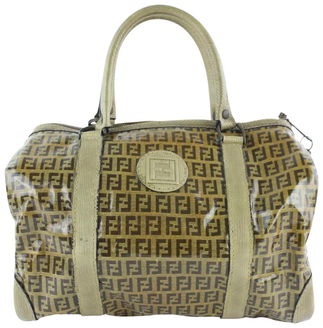 Fendi Brown Crystal Canvas Monogram FF Zucca Boston Duffle Bag in Brown Canvas from Bagriculture